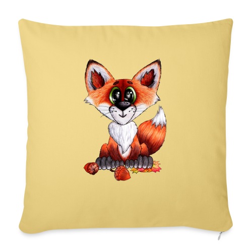 llwynogyn - a little red fox - Sofapude med fyld 45 x 45 cm