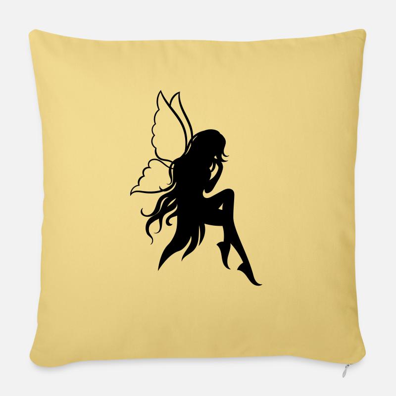 Süße Fee Elfe Mädchen - Sofakissen mit Füllung 45 x 45 cm - Hellgelb