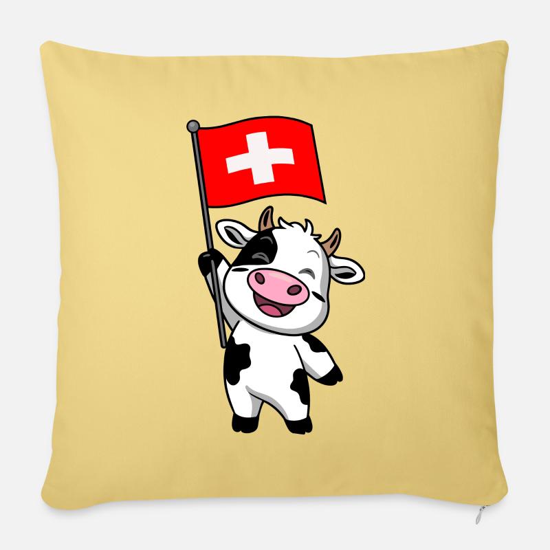 Schweizer Kuh - Sofakissen mit Füllung 45 x 45 cm - Hellgelb