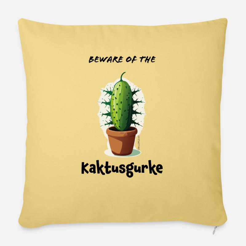 L’incroyable concombre cactus - Coussin et housse de 45 x 45 cm - jaune délavé