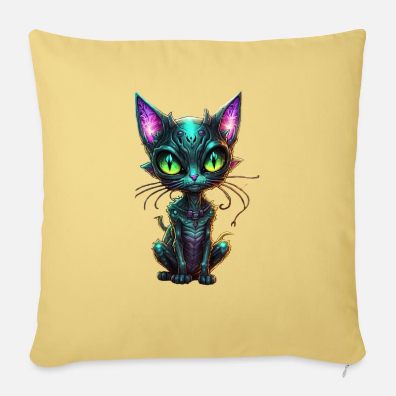 Alien Cat - Sofakissen mit Füllung 45 x 45 cm - Hellgelb