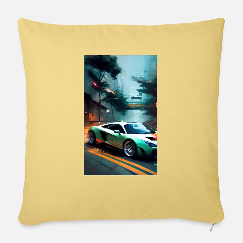Dark racer 01 - Coussin et housse de 45 x 45 cm - jaune délavé
