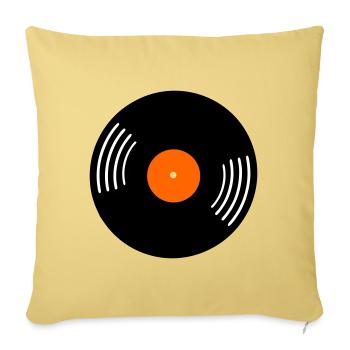 Disque vinyle rétro - Coussin et housse de 45 x 45 cm - jaune délavé - Devant