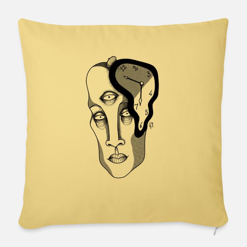 L'Horloge molle - Coussin et housse de 45 x 45 cm - jaune délavé