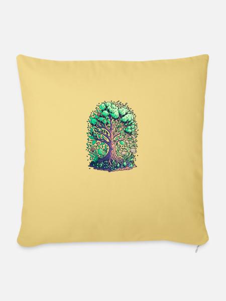 Peace Tree - Sofakissen mit Füllung 45 x 45 cm - Hellgelb