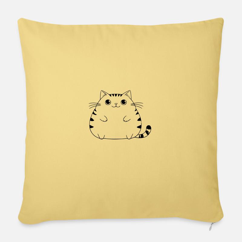 Chubby cat as vector illustration - Sofa pillow with filling 45cm x 45cm - washed yellow