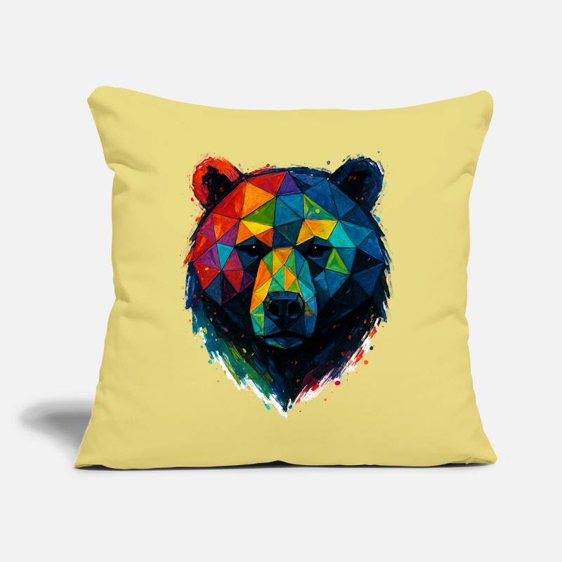 Geometric Bear: Farbenfroher Low Poly-Stil Sofakissen mit Füllung 45 x 45 cm
