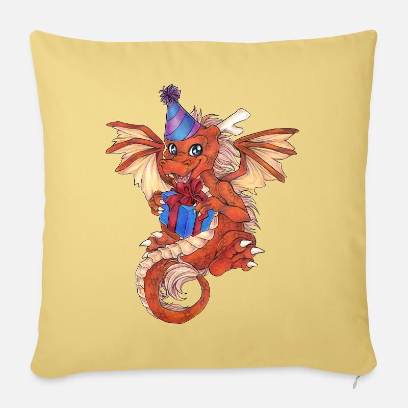Geburtstag Kind Drache Geschenk Fantasy Märchen - Sofakissen mit Füllung 45 x 45 cm - Hellgelb