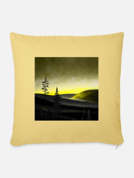 Landschaft im Morgenlicht - Sofakissen mit Füllung 45 x 45 cm - Hellgelb