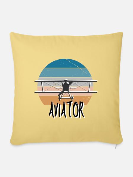 Aviator Flugzeug Pilot Pilotin - Sofakissen mit Füllung 45 x 45 cm - Hellgelb