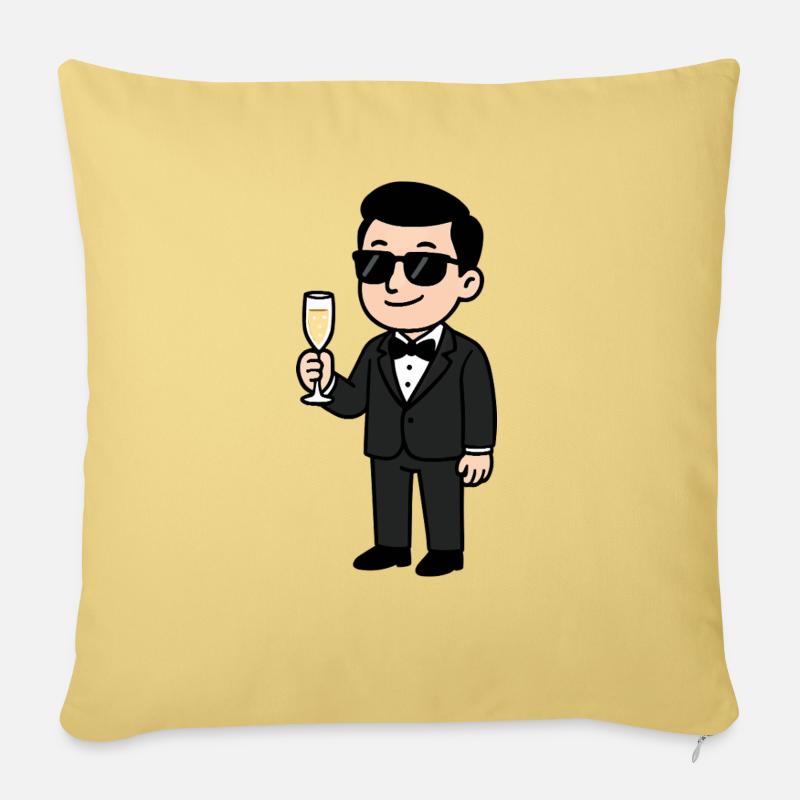 Bräutigam Hochzeit Comic - Sofakissen mit Füllung 45 x 45 cm - Hellgelb