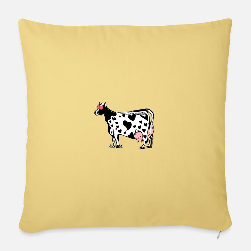 cœurs vache - Coussin et housse de 45 x 45 cm - jaune délavé