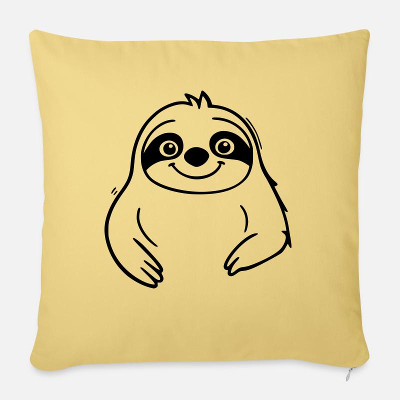 paresseux mignon comme illustration vectorielle - Coussin et housse de 45 x 45 cm - jaune délavé