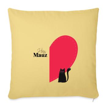Partnershirt Herr Mauz Kater auf halbem Herz - Sofakissen mit Füllung 45 x 45 cm - Hellgelb - Vorne