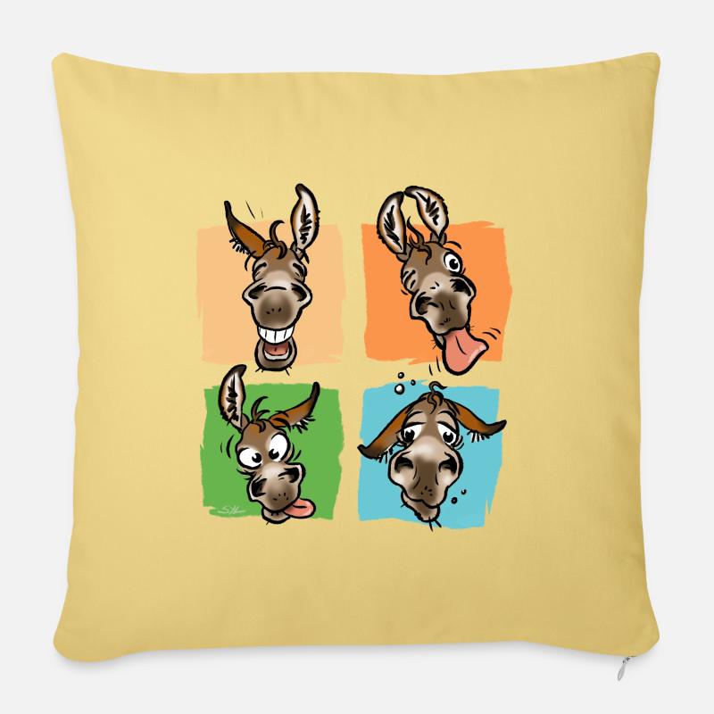 Trombines d'ânes (pour textiles clairs) - Coussin et housse de 45 x 45 cm - jaune délavé
