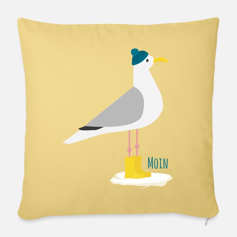 Möwe Bommelmütze MOIN - Sofakissen mit Füllung 45 x 45 cm - Hellgelb