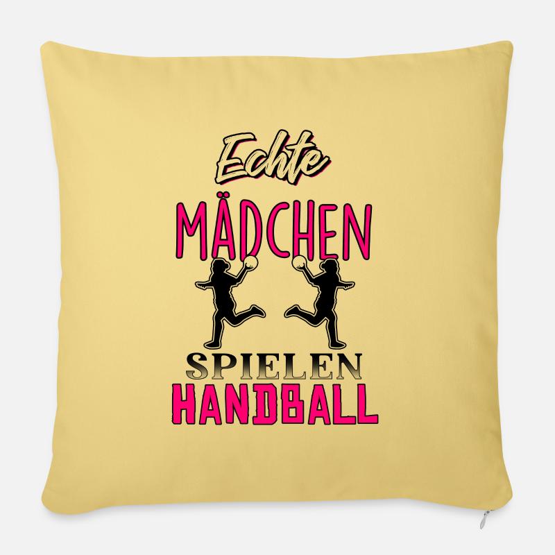 Echte Mädchen spielen Handball - Sofakissen mit Füllung 45 x 45 cm - Hellgelb