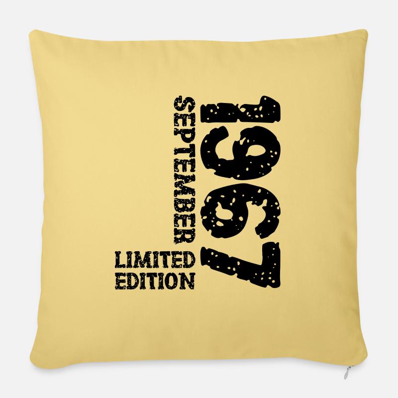 1967 September Limited Edition 56. Geburtstag Deko - Sofakissen mit Füllung 45 x 45 cm - Hellgelb