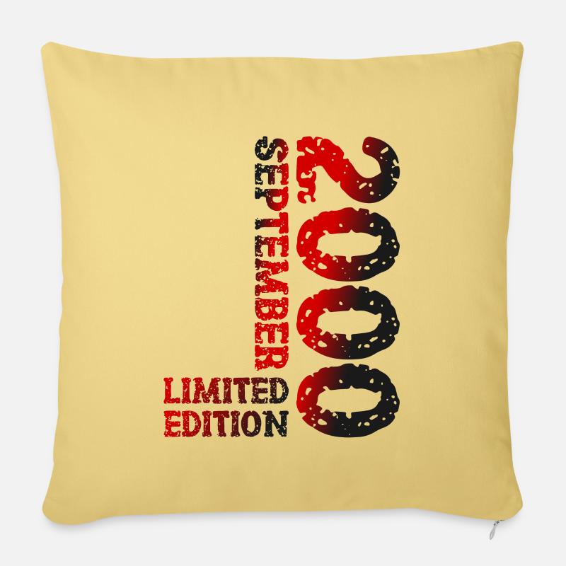 2000 September Limited Edition 23. Geburtstag Deko - Sofakissen mit Füllung 45 x 45 cm - Hellgelb