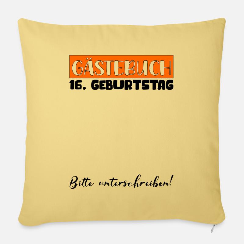 16. Geburtstag Geschenk Mädchen Jungen Gästebuch - Sofakissen mit Füllung 45 x 45 cm - Hellgelb