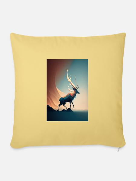 Hirsch mit flammendem Geweih - Sofakissen mit Füllung 45 x 45 cm - Hellgelb