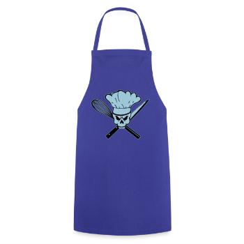 Koch Pirat oder Rebell Totenkopf - Kochschürze - Royalblau - Vorne - AI Model Male 185 dark (185cm)