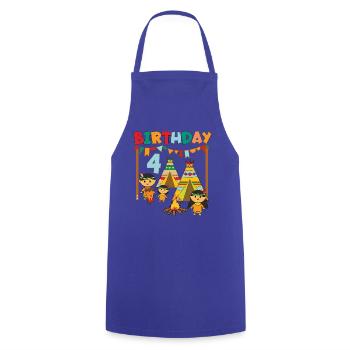 Geburtstag 4 Jahre Indianer Vier - Kochschürze - Royalblau - Vorne - AI Model Male 185 dark (185cm)