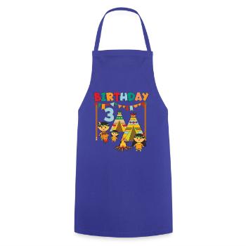 Birthday 3 years Indian Three - Cooking Apron - royal blue - Front - AI Model Male 185 dark (185cm)