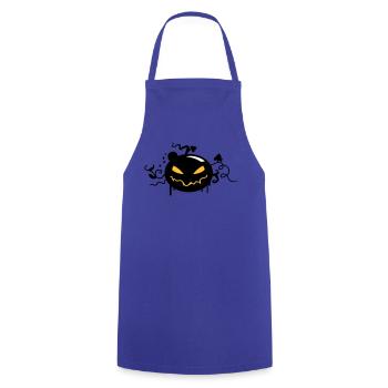 black halloween pumpkin with glowing eyes - Cooking Apron - royal blue - Front - AI Model Male 185 dark (185cm)
