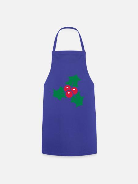 Stechpalmenblätter mit roten Beeren - Kochschürze - Royalblau