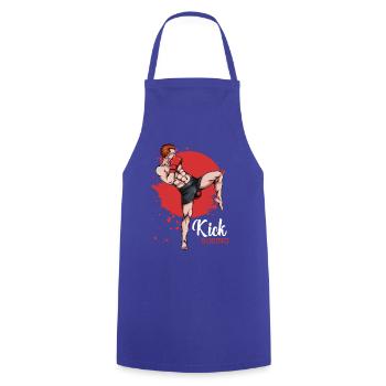 Kickboxer im Roten Hintergrund - Kochschürze - Royalblau - Vorne - AI Model Male 185 dark (185cm)