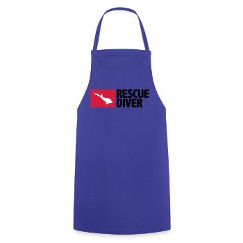 Rescue Diver - Kochschürze - Royalblau - Vorne - AI Model Male 185 dark (185cm)