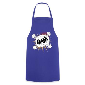 Bam Comic Kampf Wolke für eigene Texte & Motive - Kochschürze - Royalblau - Vorne - AI Model Male 185 dark (185cm)
