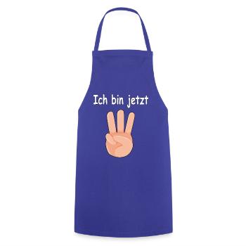 Handzeichen 3 Finger ich bin jetzt 3 Jahre alt - Kochschürze - Royalblau - Vorne - AI Model Male 185 dark (185cm)