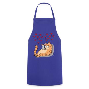 Cat Mouse Friend Love Partnership Romance - Cooking Apron - royal blue - Front - AI Model Male 185 dark (185cm)