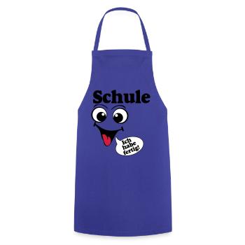 Abschluß , Schule ich habe fertig (25) - Kochschürze - Royalblau - Vorne - AI Model Male 185 dark (185cm)