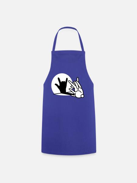 Rabbit shadow hand ROCK music HARD ROCK fan - Cooking Apron - royal blue
