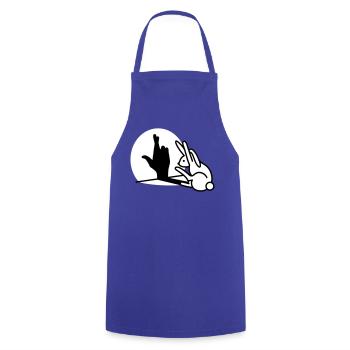 Lapin drôle main ombre croisant les doigts - Tablier de cuisine - bleu royal - Devant - AI Model Male 185 dark (185cm)
