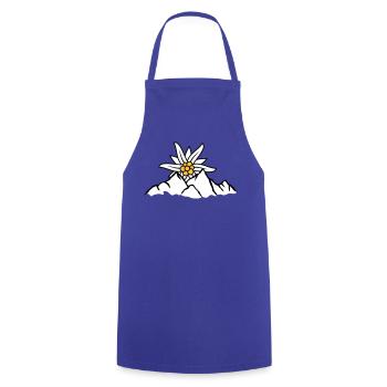 Sonne Bergblume Edelweiss - Kochschürze - Royalblau - Vorne - AI Model Male 185 dark (185cm)