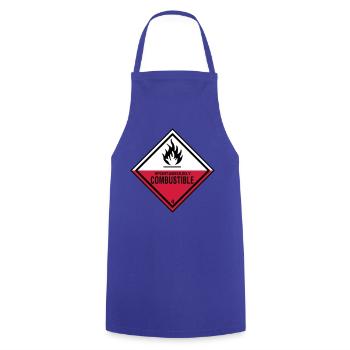 flame danger flammable humor irony fire brigade - Cooking Apron - royal blue - Front - AI Model Male 185 dark (185cm)