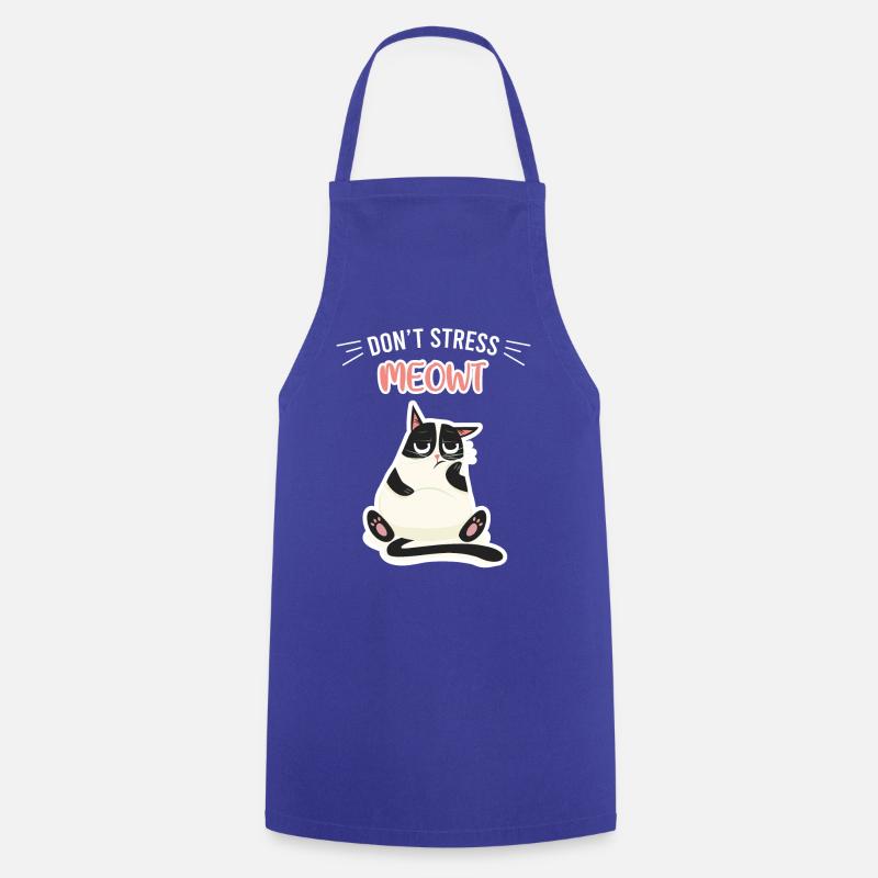 Don´t stress Katze - Kochschürze - Royalblau