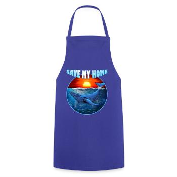 Save my Home - blue whale - whale - sea - ocean - Cooking Apron - royal blue - Front - AI Model Male 185 dark (185cm)