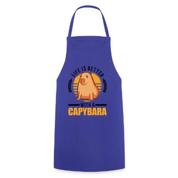 La vie est meilleure avec un Capybara Wasserschwein - Tablier de cuisine - bleu royal - Devant - AI Model Male 185 dark (185cm)