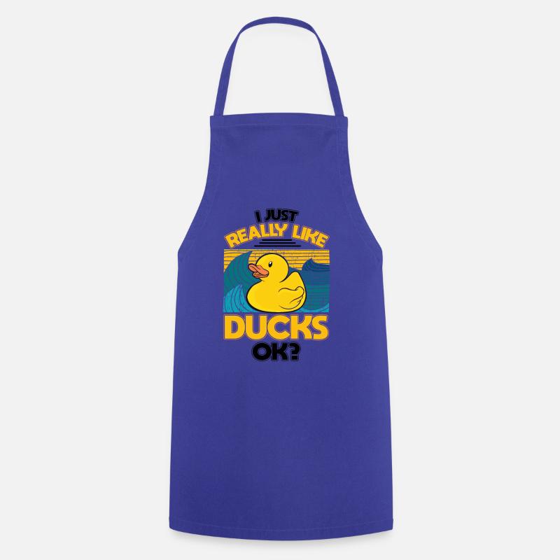 J'aime vraiment les canards Canard en caoutchouc - Tablier de cuisine - bleu royal