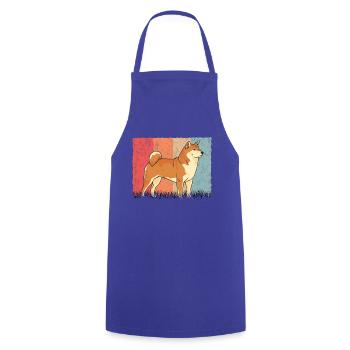 Shiba Inu Retro Vintage Akita Inu - Cooking Apron - royal blue - Front - AI Model Male 185 dark (185cm)