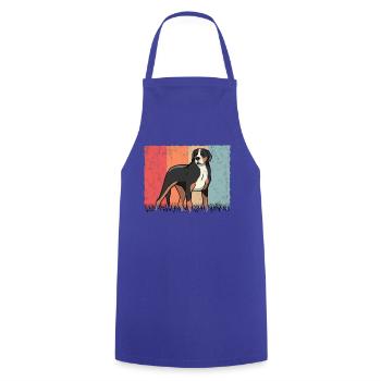 Grand chien de montagne suisse rétro - Tablier de cuisine - bleu royal - Devant - AI Model Male 185 dark (185cm)