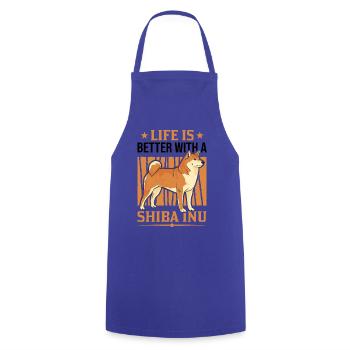 Life is better with a Shiba Inu - Cooking Apron - royal blue - Front - AI Model Male 185 dark (185cm)