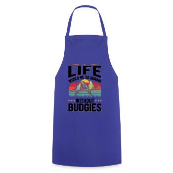 Budgerigar Gift Welli Parakeet - Cooking Apron - royal blue - Front - AI Model Male 185 dark (185cm)
