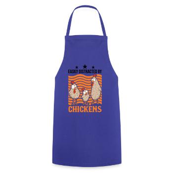 Facilement distrait par Chickens Hühner - Tablier de cuisine - bleu royal - Devant - AI Model Male 185 dark (185cm)