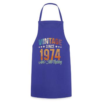 1974 Year of birth Birthday Year of construction Vintage - Cooking Apron - royal blue - Front - AI Model Male 185 dark (185cm)